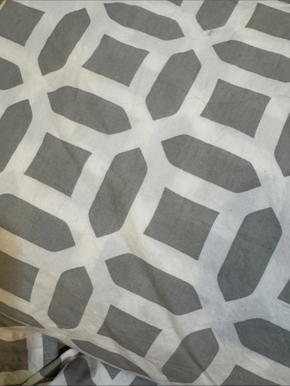 Pottery barn duvet cover set. Gray and White Geometric print. Cotton. New